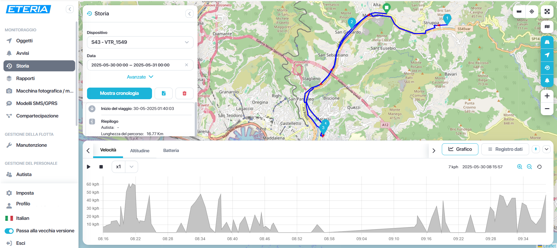 Nuova interfaccia portale Eteria 1 Percorso storico mezzi