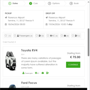Come funziona app Carsharing 4 elenco auto